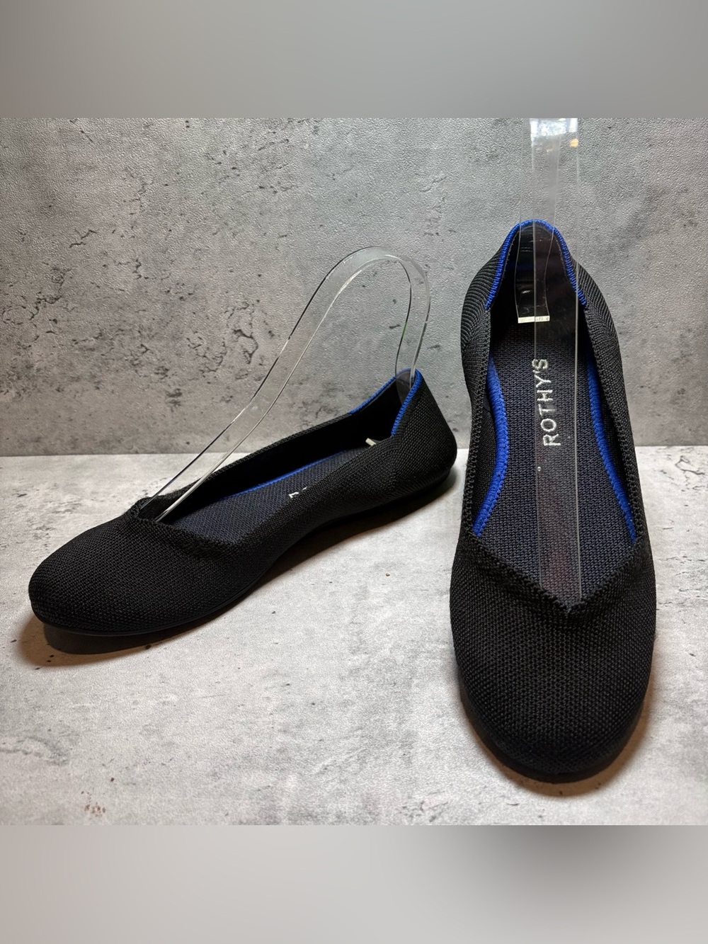 Rothy’s The Flat Shoes Womens Size 7.5 Black Knit Round Toe Slip-On Shoes